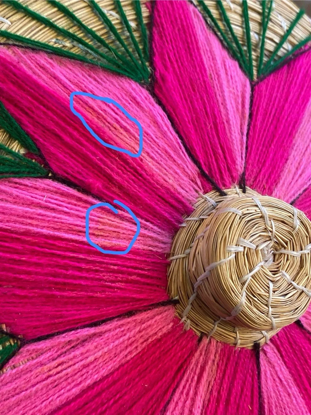 VTG Sweetgrass Mexican Embroidered Pink Flower Handmade Basket Tortilla Warmer